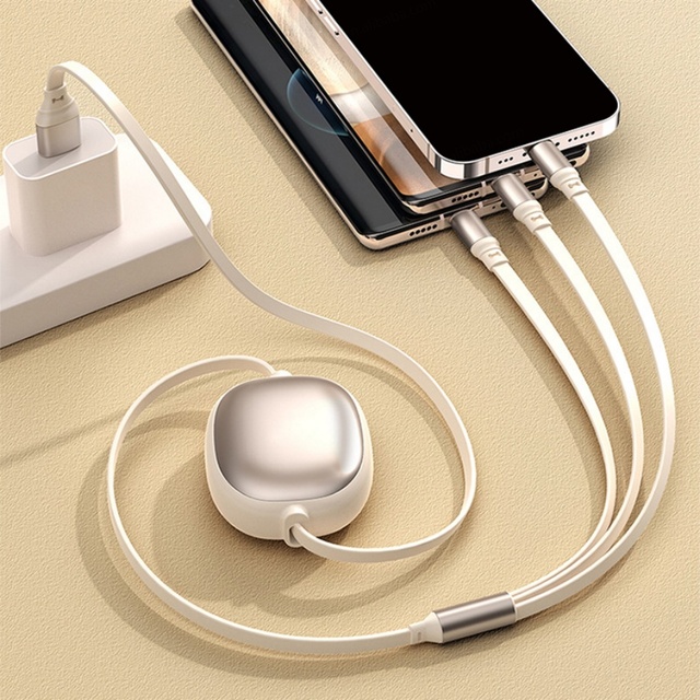 Custom Logo Retractable 3-in-1 1.2m Usb Type C Charging Cable 100W Multi-functional Charger Cable for Mobile Phone