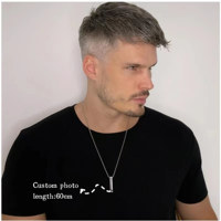 Collier de couple en acier inoxydable avec chaîne à maillons, texte gravé, note de musique, projection photo, cadeau commémoratif de vacances