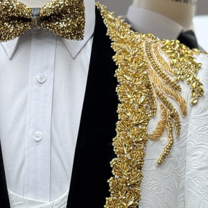 Abiti Formali da <span class=keywords><strong>Uomo</strong></span> su Misura, Scollo a V, Monopetto, 3 Pezzi, in Tessuto Pettinato Cotone/Poliestere, per Matrimoni e Affari - Product Image 3