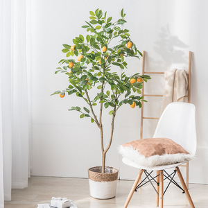 <span class=keywords><strong>Fleurs</strong></span> décoratives d'intérieur de grande taille en gros Citronnier artificiel populaire en ligne Plante Mariage Occasion de Pâques Plantes en pot - Product Image 5