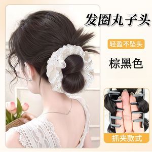 Low Bun Wig For Women Real Human Hair Loose Natural Look With <b>Clips</b> Henan Origin Hand Knitted High Temperature Wire - Product Image 2