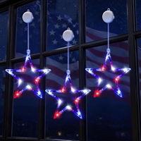 LED-Stern-Saugnapf-Fensterbeleuchtung, dekorative Lichter aus Kunststoff, batteriebetrieben, im Pentagramm-Stil