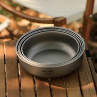 Camping en plein air randonnée pique-nique accessoires vaisselle titane bols ensemble ultraléger titane dîner bol casserole avec poignées pliables