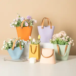 Creative Modern Hand Bag Ceramic Vase with Artificial Flower, Decorative Table Vase Mother's Day Gift