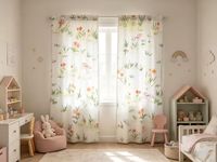 Rideau de fenêtre filtrant la lumière à imprimé briques de dessins animés pour enfants, idéal pour la chambre des filles, la chambre d'enfant et la décoration de la chambre des enfants