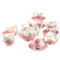 Ensemble de service à thé en céramique de luxe rose pour filles en porcelaine fine