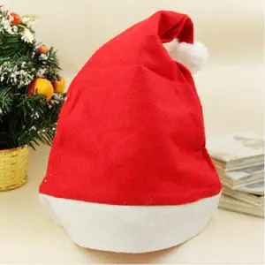 Cheaper Kids Xmas Cap Polyester Adult Red Felt Christmas Santa Claus Hat