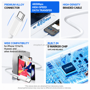 批发240W PD超快充电Type-C转Type-C数据线USB-C 1M原装尼龙编织充电线适用于iPhone 17 - Product Image 4