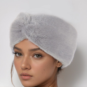 Diadema de punto cruzado de felpa, accesorios para el cabello de lana con borde ancho para otoño e invierno, protección para los oídos, gorro, cintas para el cabello cálidas - Product Image 1