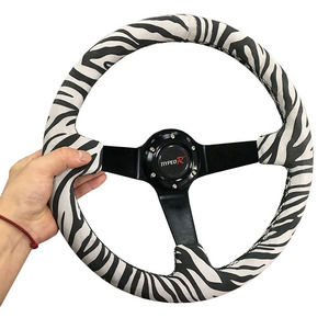 2023 Style chaud personnalisé LOGO support couleur forme <span class=keywords><strong>volant</strong></span> universel imprimé léopard <span class=keywords><strong>volant</strong></span> de voiture - Product Image 5