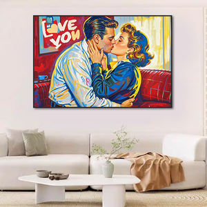 Decoración moderna para el hogar Graffiti Diseño popular Decoración artística Pinturas "Te amo" Besando Pareja Carteles Pintura al óleo <span class=keywords><strong>Mural</strong></span> - Product Image 1