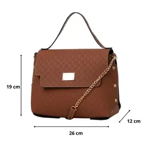 Sac cabas pour femme Fana Jacoba en microfibre, cuir synthétique, fermeture à rabat, bandoulière simple, motif monogramme, usage quotidien - Product Image 3