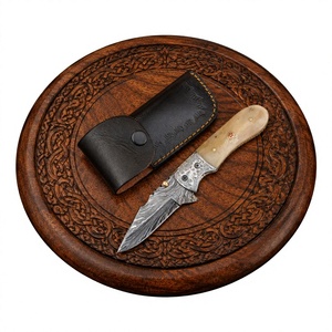 Damascus Steel Handmade Multi functional Outdoor Survival <b>Knife</b> <b>Bone</b> <b>Handle</b> <b>Knife</b> With Leather Sheath for Sale - Product Image 2