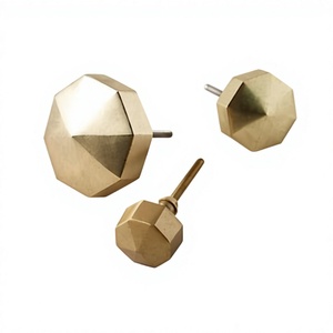 Geometric Brass Cabinet <b>Knobs</b> Minimalist Furniture Handle for Kitchen Drawer <b>Door</b> <b>Decor</b> Durable Metal Hardware - Product Image 1