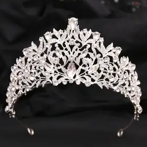 Venda quente beleza concurso barroco nupcial coroa cristal liga galvanizado casamento headband cabelo acessórios