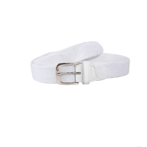 Ceinture élastique tissée blanche 3,5 cm avec boucle en acier à double languette, style décontracté pour hommes et femmes 105 110 120 - Product Image 1