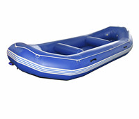 Bateau pneumatique bleu foncé de 13 pieds (395 cm) pour 6 à 8 personnes, radeau pour le rafting, résistant à l'usure, aux UV, avec plancher renforcé