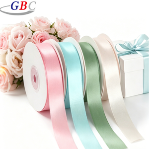 Pita Poliester Dua Sisi 2cm Warna Macaron Tersedia, untuk Dekorasi Pernikahan, Aksesoris Rambut, Buket Bunga, Pembungkus Kado Kue - Product Image 1