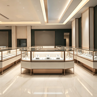 Décoration intérieure de bijouterie de luxe moderne, fabrication sur mesure de vitrines de présentation de bijoux en or rose, mobilier de magasin