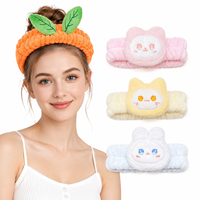 Headband Bulu Panda dan Kelinci, Headband Cuci Muka SPA untuk Wanita dan Anak Perempuan, Warna Oranye, Krem, Pink, dan Biru, Grosir