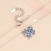 Colliers en argent sterling 925 avec pendentif carré en moissanite, bijoux fins, 1/2/3/5 carats