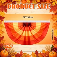 Guirlande de fanions d'automne en polyester 3x1,5 pieds, drapeaux plissés à moitié pour décorations de fête, de jardin et de pelouse