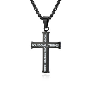 Instagram-worthy yunnique street style cross necklace for men, a unique <b>titanium</b> steel cross sweater <b>chain</b> pendant. - Product Image 5