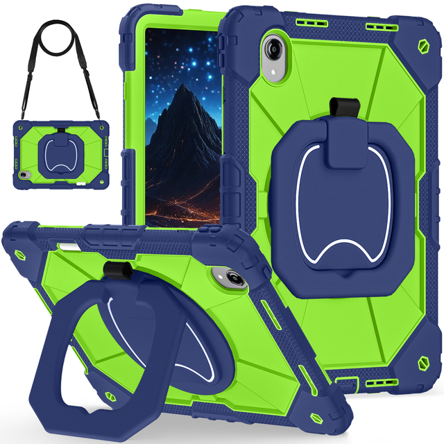 Rugged Case for Lenovo Xiaoxin Pro 13 / Pro GT 13 / Idea Tab Pro Gen 2 TB390 360 Stand Shoulder Strap Pen Holder Navy Green
