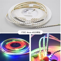 Bande lumineuse LED RGBIC latérale 4 mm 5v Ws2812b 170 4020 Bande lumineuse numérique à émission latérale pleine couleur adressable Bande lumineuse LED SPI