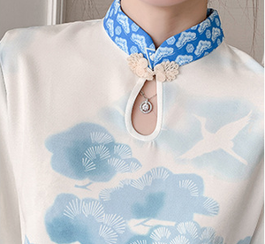 Robe à imprimé à l'encre d'eau pour femme, taille M-4XL, nouvelle collection printemps-été, jupe <span class=keywords><strong>Ruyi</strong></span> améliorée, style cheongsam jeune - Product Image 4