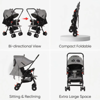 Prix direct usine pas cher léger facile à plier poussette pour bébé poussette poussette compacte réversible poignée bébé poussette landau