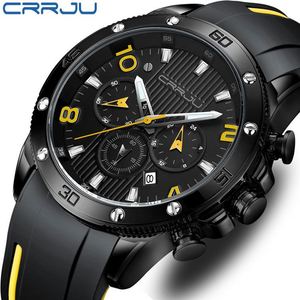 นาฬิกาข้อมือผู้ชาย CRRJU 2295 โครโนกราฟ สำหรับกิจกรรมกลางแจ้ง กันน้ำ หน้าปัดเรืองแสง ควอตซ์ สายยาง Relogio Masculino - Product Image 5