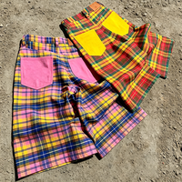 Fabricant de shorts personnalisés, imprimés à carreaux, à blocs de couleur, en toile de coton premium, grande taille, shorts baggy d'été, streetwear pour homme
