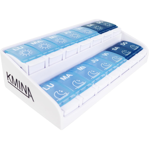 Organisateur de pilules hebdomadaire avec 2 compartiments pour usage domestique, grand organisateur de pilules hebdomadaire, KMINA K40054 - Product Image 3