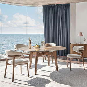 Sedia da Pranzo Moderna in Tessuto Teddy <span class=keywords><strong>Bianco</strong></span> con Gambe in <span class=keywords><strong>Legno</strong></span> e Schienale in Bouclé, Pannello in Compensato, Arredamento per Casa e Ufficio, Ideale per Caffetterie - Product Image 2