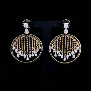 Pendientes Colgantes de Diamantes de Estilo Lindo, Grandes, 2.28 Quilates, Plata de Ley, para Mujer, 9.142 g, Talla Universal - Product Image 1