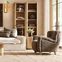 Fauteuil simple durable pour salon, avec accoudoirs évasés, pieds en chêne massif, fauteuil rembourré, mobilier d'intérieur pour villa et appartement