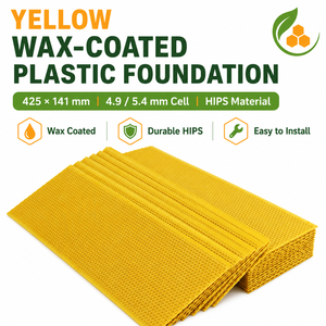 Base en nid d'abeille réutilisable jaune enduite de cire, plaque en nid d'abeille résistante aux fissures, approvisionnement en vrac pour la récolte du miel dans les apicultures du monde entier - Product Image 1