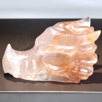 Tête de Dragon en Cristal Naturel de Guérison, Quartz Rouge Feu Gravé, Artisanat pour Décoration Feng Shui (Vente en Gros)