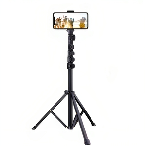 Perche à selfie portable pour <span class=keywords><strong>smartphone</strong></span>, idéale pour les voyages en extérieur, avec anneau lumineux LED pour diffusion en direct, support de caméra, tré<span class=keywords><strong>pied</strong></span> de studio photo et vidéo - Product Image 3