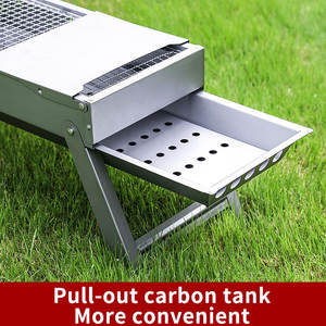 Barbecue au charbon de bois pliable, portable et compact pour l'extérieur, avec plateau latéral et grille, idéal pour les pique-niques et le camping - Product Image 5