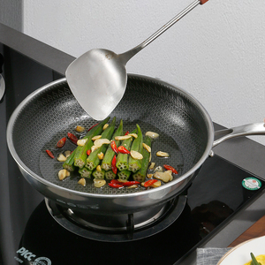 Poêle à frire antiadhésive en acier inoxydable à trois couches Cuisinière à gaz polyvalente classique Électromagnétique pour oeufs frits Frittata Steak - Product Image 5