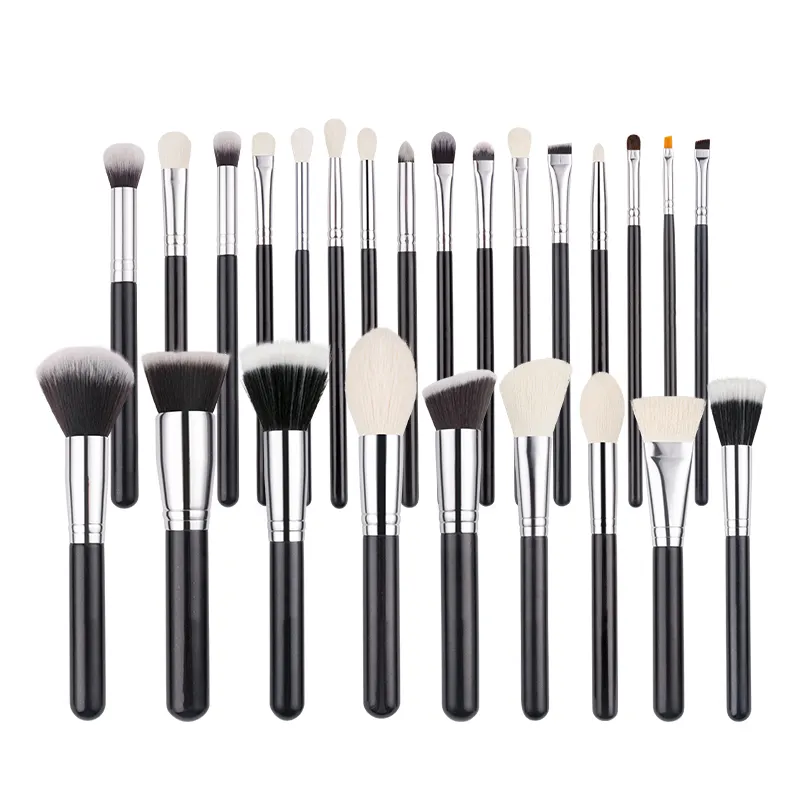 BEILI 25 Cái Không Có LOGO Trong Kho Đen Makeup Sets Brush Tự Nhiên Pony Dê Tóc Nhãn Hiệu Riêng Makeup Brushes