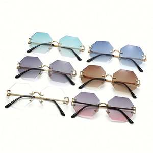 Gafas de Sol de Moda con Lentes Degradados, Montura Metálica, Sin Marco, Octagonales, para Hombre y Mujer - Product Image 3