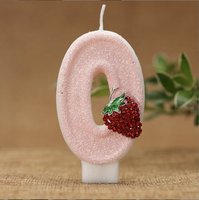 Bougie créative numéro d'anniversaire 0 à 9 plusieurs couleurs bougie de décoration de gâteau d'anniversaire à la fraise