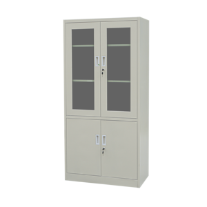 现代2平开门金属储物柜5层钢展示玻璃档案柜，用于学校医院的办公室多用途 - Product Image 3