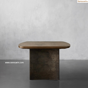 Tavolo <span class=keywords><strong>da</strong></span> pranzo con Base in metallo rifinito a mano con comodo piano in legno per cortili esterni hotel <span class=keywords><strong>salotti</strong></span> <span class=keywords><strong>moderni</strong></span> - Product Image 5