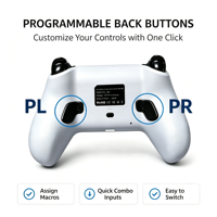 Manette de jeu sans fil RGB rechargeable pour PC/PS5 avec moteur de vibration, macro programmable, boucle, capteur Hall 6 axes et bouton Turbo