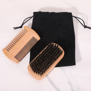 Ensemble de brosses à barbe en bois de bambou avec poils de sanglier 100% naturels, brosse à raser pour hommes, soin professionnel de la barbe et des soins de la peau - Product Image 3