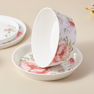Juego de vajilla de cerámica ecológica, vajilla de porcelana de diseño clásico que incluye plato de flores, taza, utensilios aptos para lavavajillas - Product Image 3